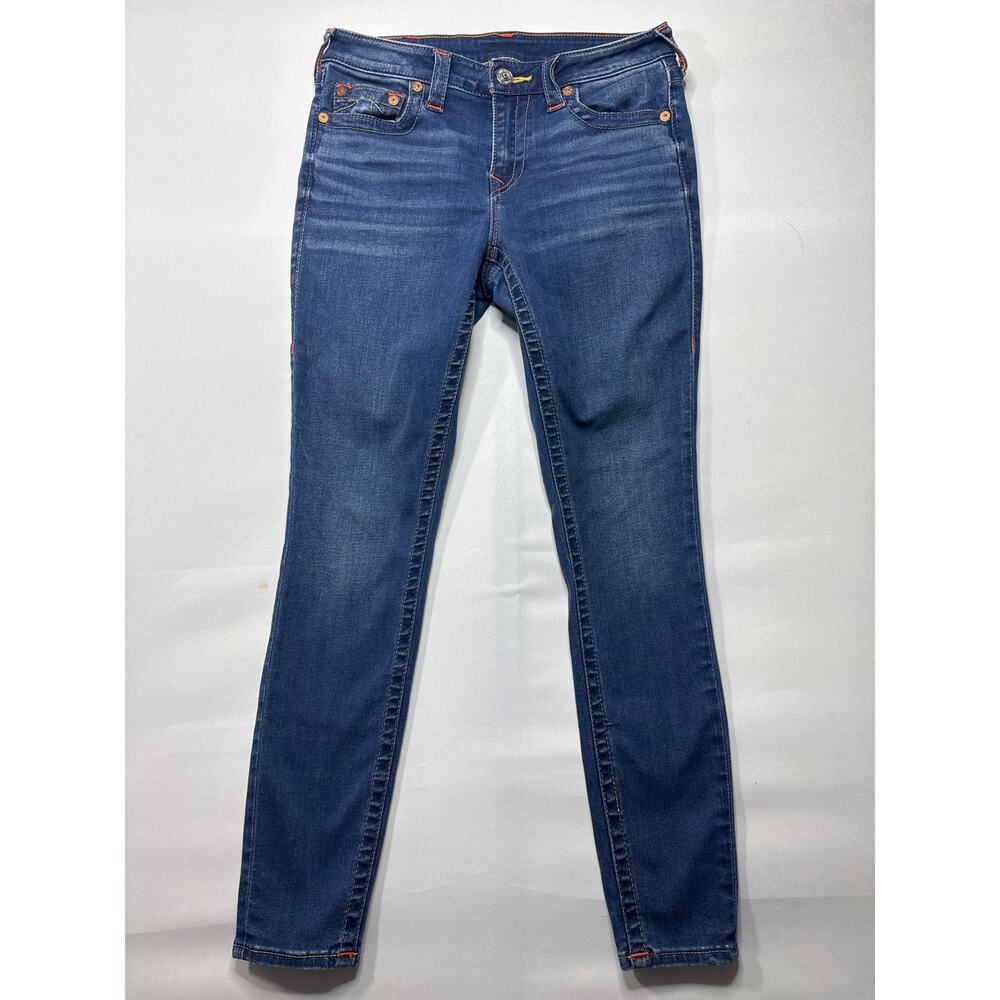 True Religion Women's Jennie Curvy Skinny Blue Jeans - Size 30 (30x28.5)